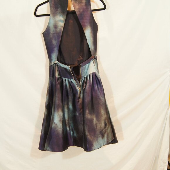 P.A.R.O.S.H. Wool/Silk Abstract Print Belted Fit Flare Dress Made Italy - Picture 3 of 7
